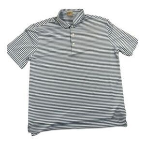 FENNEC Golf Polo Shirt Mens Size L Blue Striped Nickel Sized Club‎ Patch